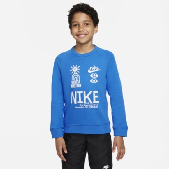 Nike Kids' "Have A Nike Day" Blue Graphic Crew Neck Sweatshirt Pullover Size 3T - Picture 1 of 6